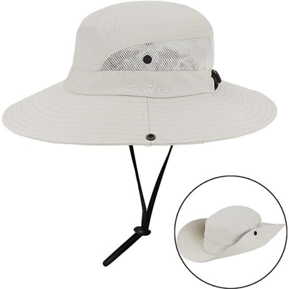 2 Pack Women's Outdoor UV Protection Sun Hats Mesh Beach Fishing Ponytail Hole - Picture 2 of 7